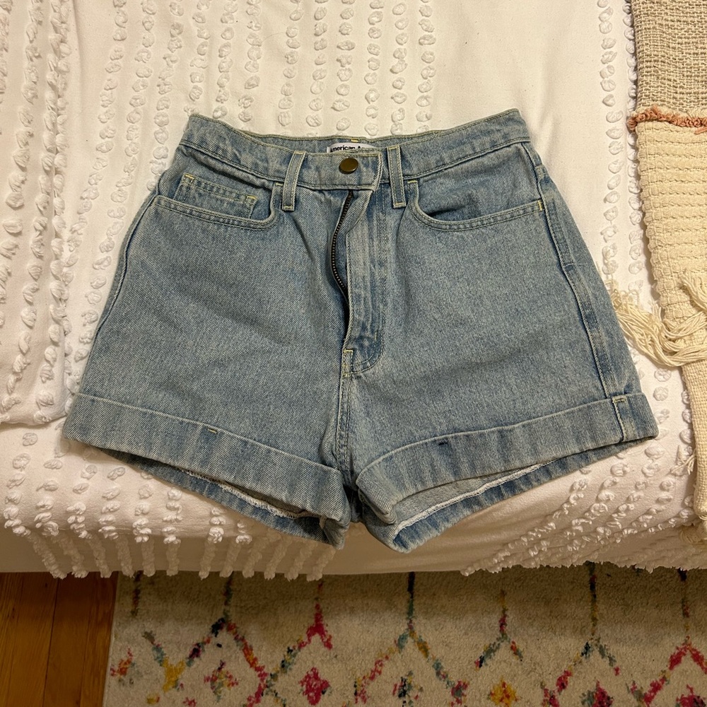 American apparel high waist jean shorts